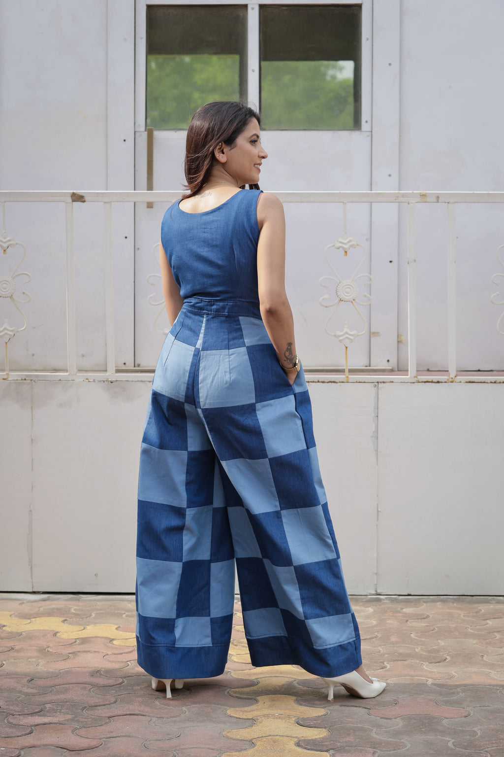 BLUEPRINT CHECK JUMPSUIT