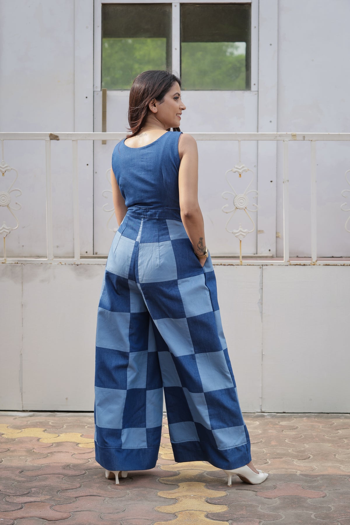 BLUEPRINT CHECK JUMPSUIT