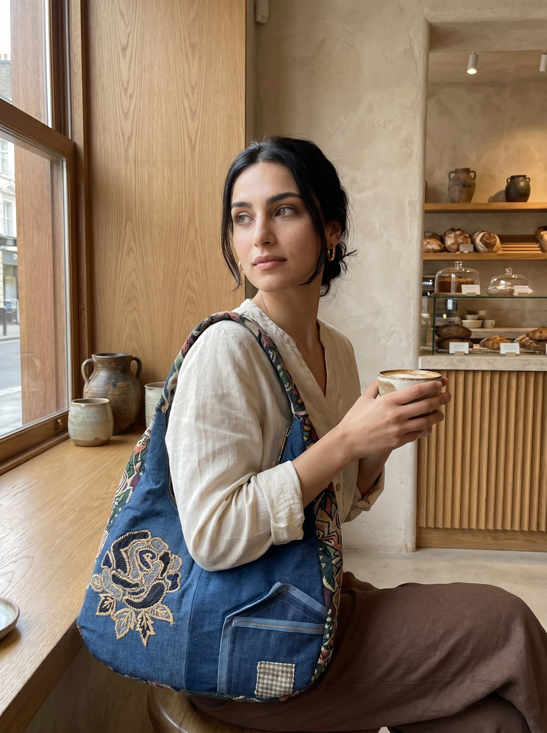 WILDROSE PATCH DENIM BAG