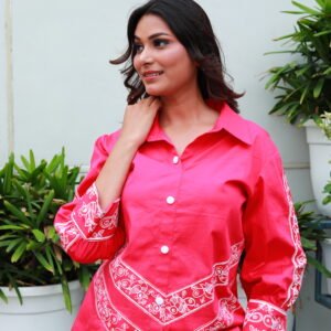 Pink Straight Women Shirt Top