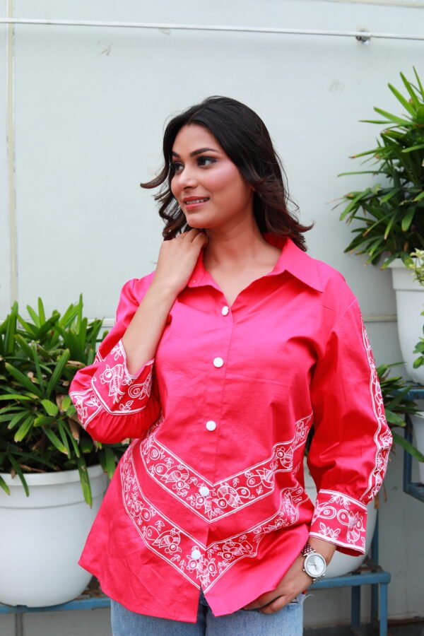 Pink Straight Women Shirt Top