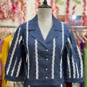 Denim lace work coord set