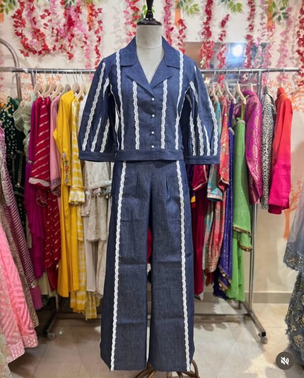Denim lace work coord set - Image 2