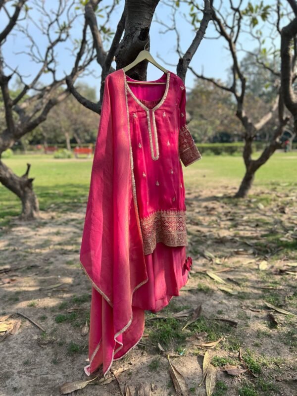 Pink Ethnic suit set with pink dupatta