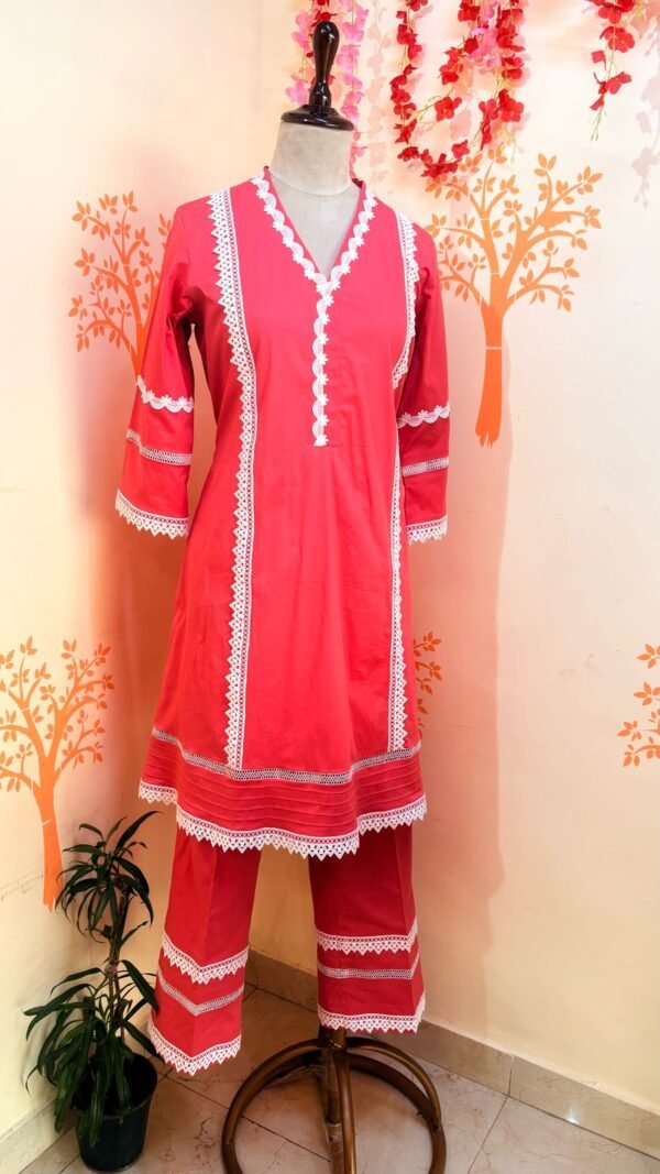 Pink Lace kurti set - Image 2