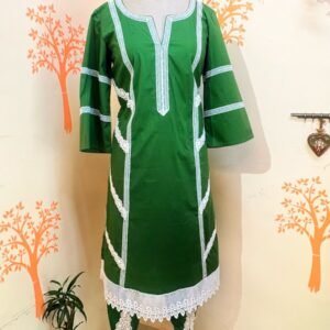 Green Lace work kurti set