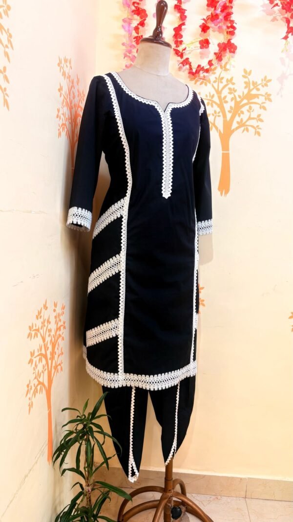 Black Lace work kurti set - Image 2