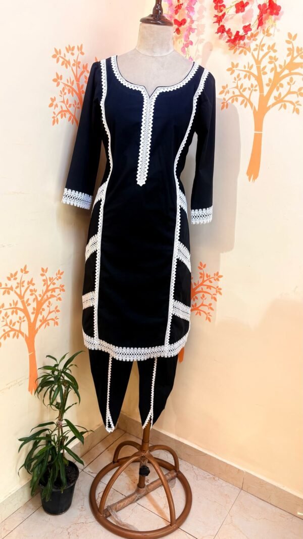 Black Lace work kurti set - Image 3