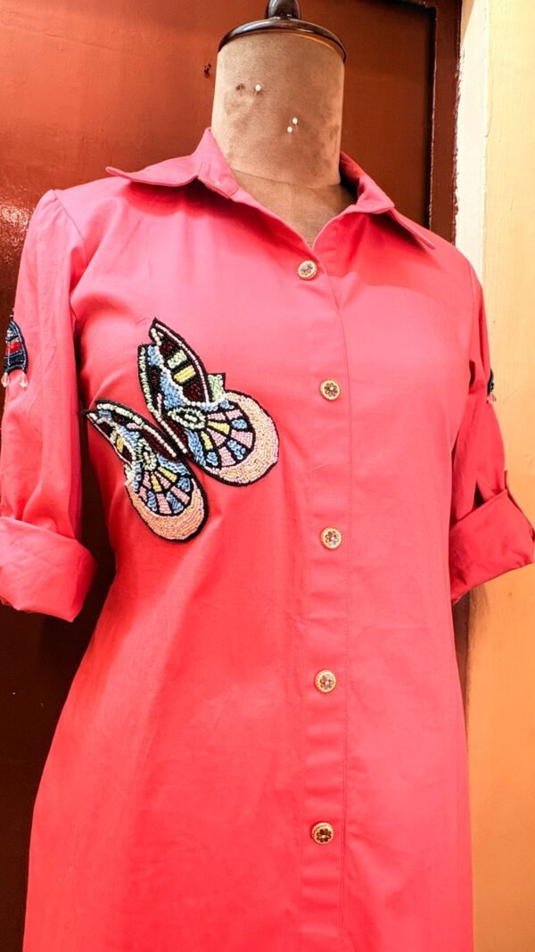 Pink Knee Length Kurti Dress