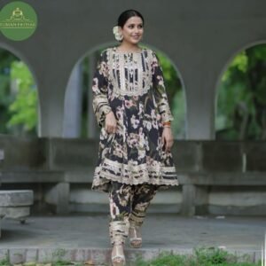 BLack floral kali dress