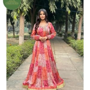 Printed shiffon anarkali dress